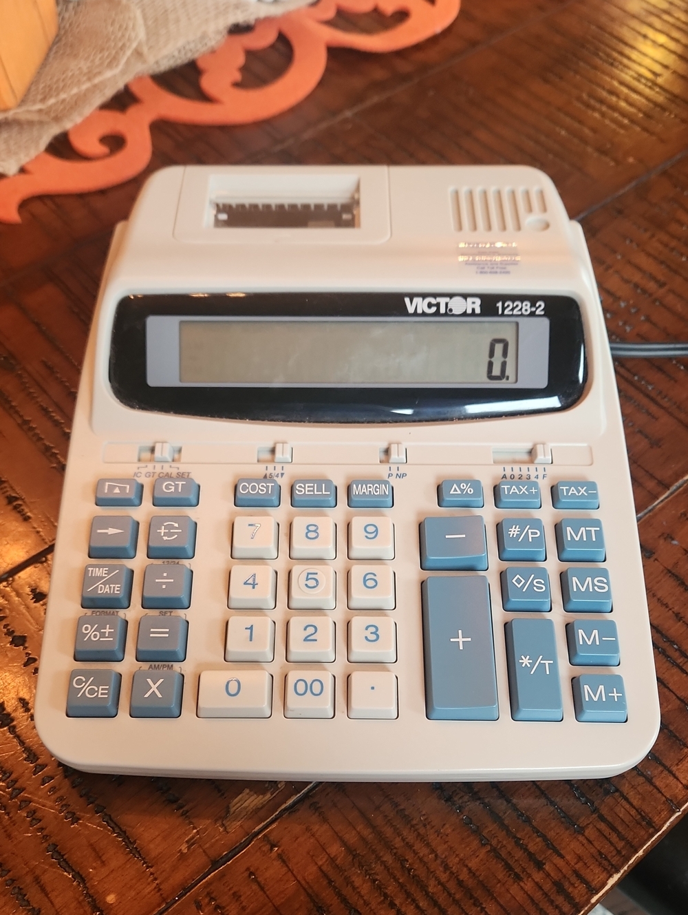 Victor 1228-2 Printing Calculator in White and Blue